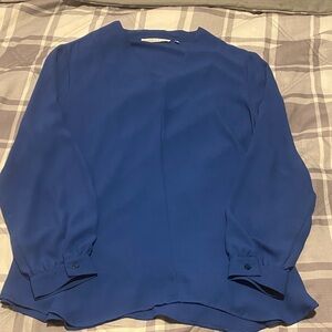 Violet + Claire Royal Blue V-Neck Semi Sheer Blouse Size Large